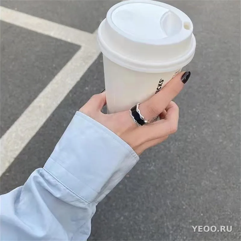 Кольцо с чёрной эмалью и фактурой, унисекс, винтажное, широкое, для указательного пальца