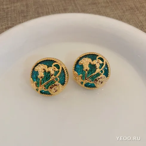Серьги геометрические с рюшами из смолы и сплава, в стиле ретро