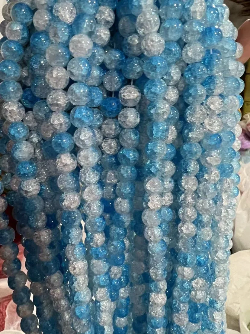 Бусины из цветного стекла с трещинами 8 мм для DIY-браслетов и ожерелий