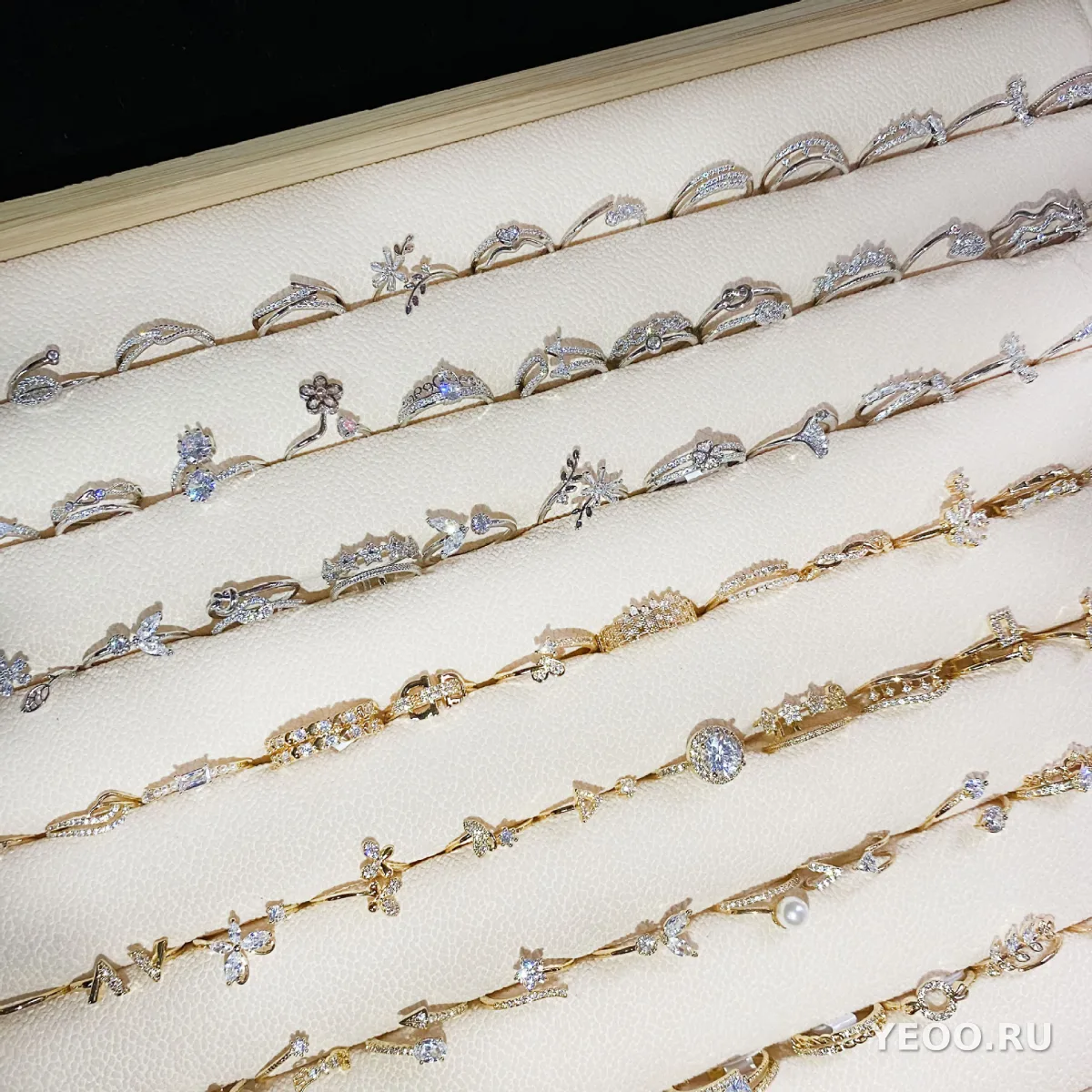 Кольцо женское 18K, частично открытое, с цирконием, регулируемое