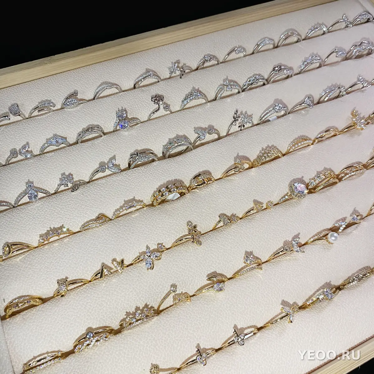 Кольцо женское 18K, частично открытое, с цирконием, регулируемое