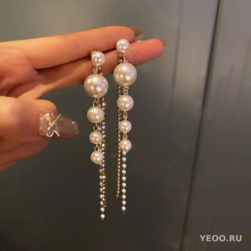 Сережки-подвески цветочные с кисточками на серебряной основе