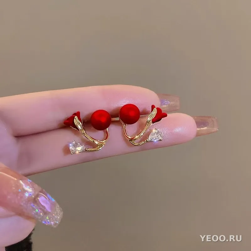 Сережки-подвески цветочные с кисточками на серебряной основе