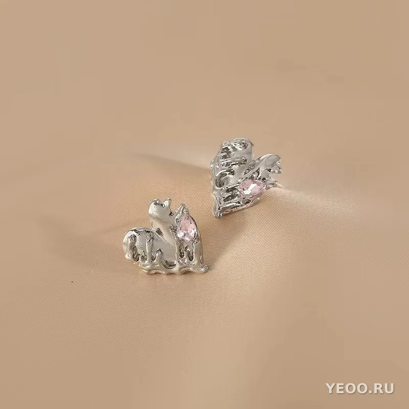 Сережки-подвески цветочные с кисточками на серебряной основе