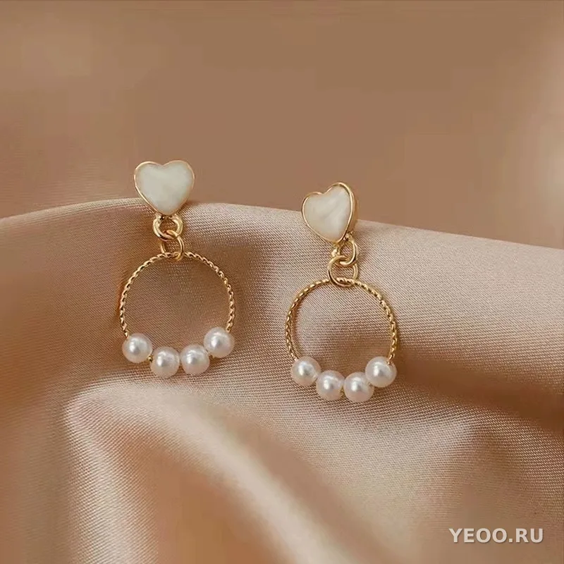 Сережки-подвески цветочные с кисточками на серебряной основе