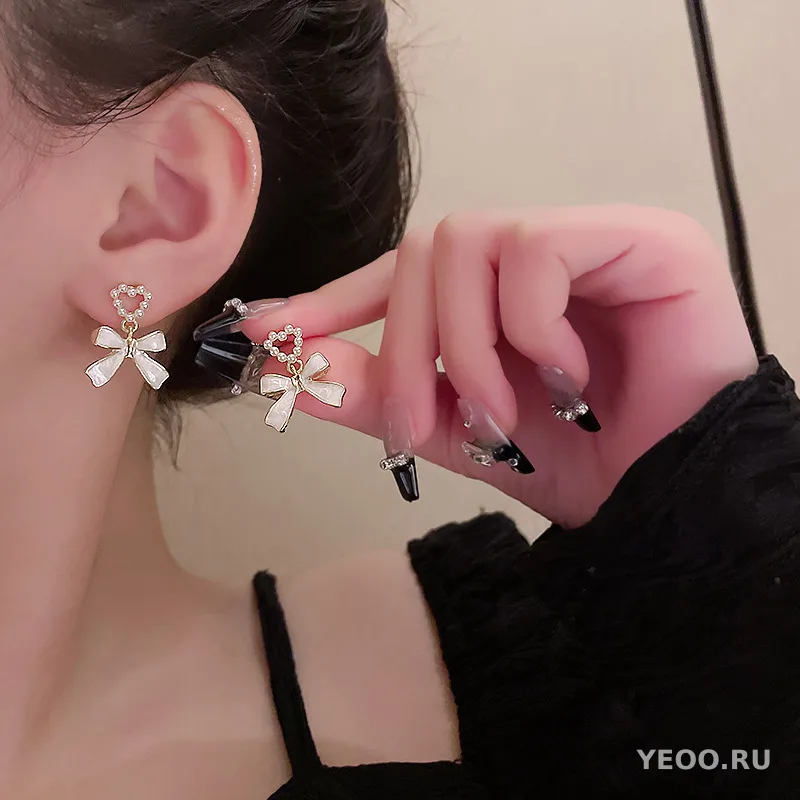 Длинные сережки-подвески с жемчугом в корейском стиле, универсальные
