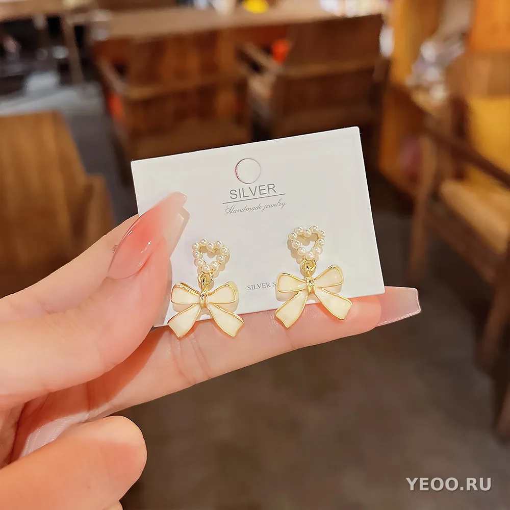Длинные сережки-подвески с жемчугом в корейском стиле, универсальные