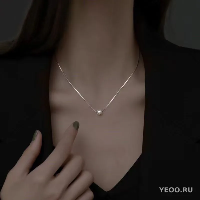 Серебряное ожерелье с имитацией жемчуга, цепочка-ключ, 41–50 см