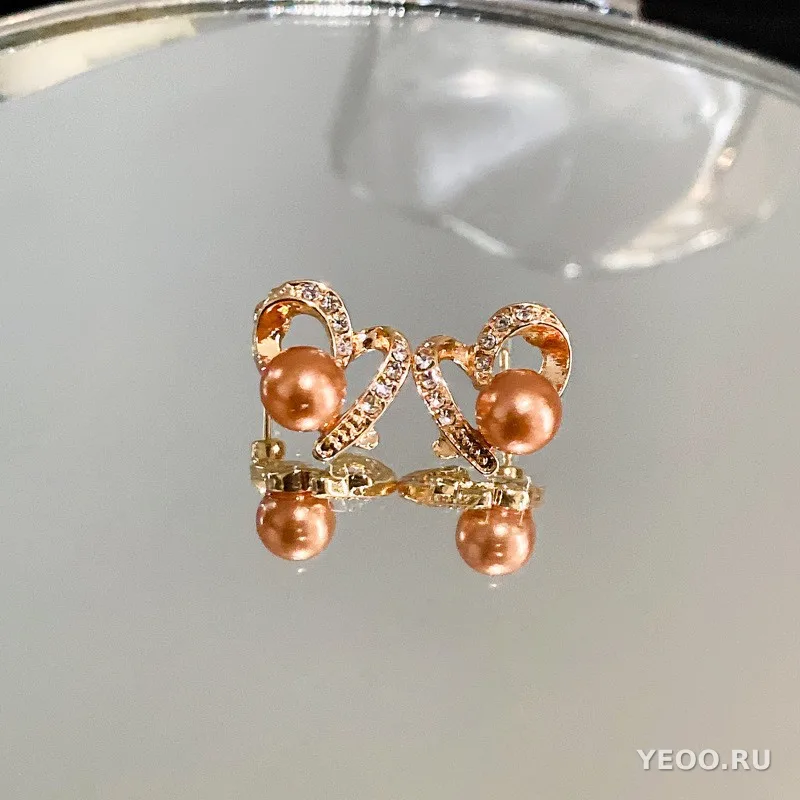 Серьги-гвоздики с барокко-жемчугом и цветочным узором, серебряные иглы