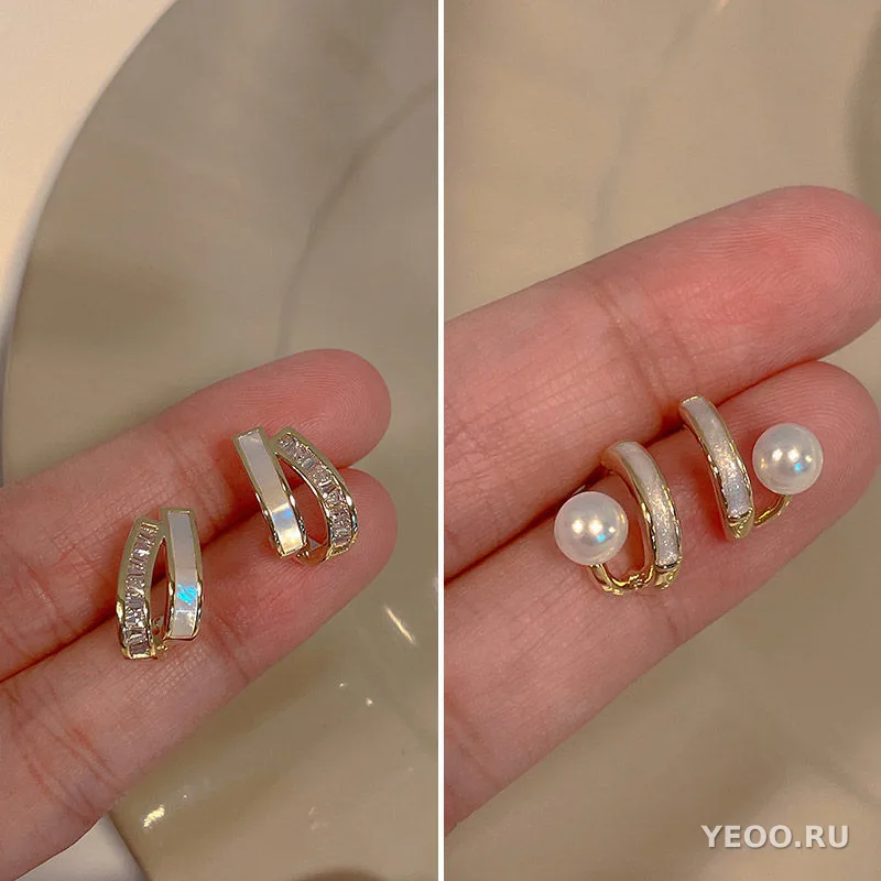 Серьги-гвоздики с барокко-жемчугом и цветочным узором, серебряные иглы