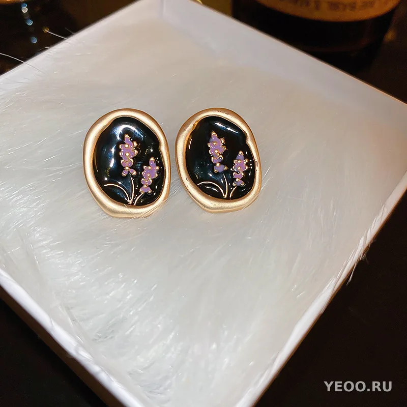 Серьги-гвоздики с барокко-жемчугом и цветочным узором, серебряные иглы