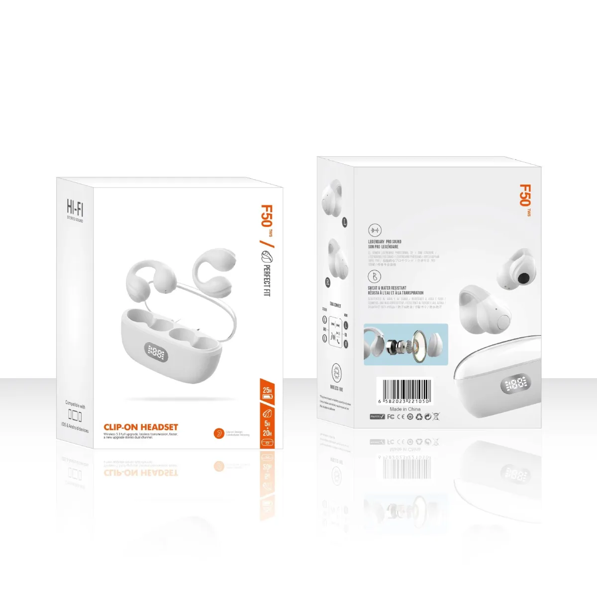 Беспроводные Bluetooth-наушники-клипсы с шумоподавлением и дисплеем