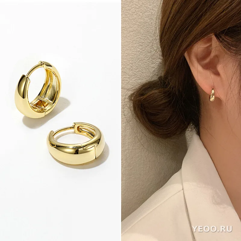 Серьги-кольца из сплава в европейско-американском стиле, геометрические, крупные