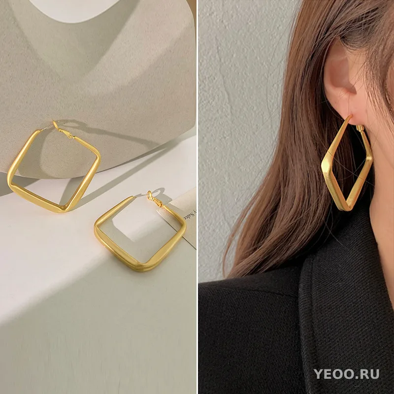 Серьги-кольца из сплава в европейско-американском стиле, геометрические, крупные