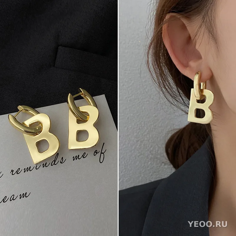 Серьги-кольца из сплава в европейско-американском стиле, геометрические, крупные