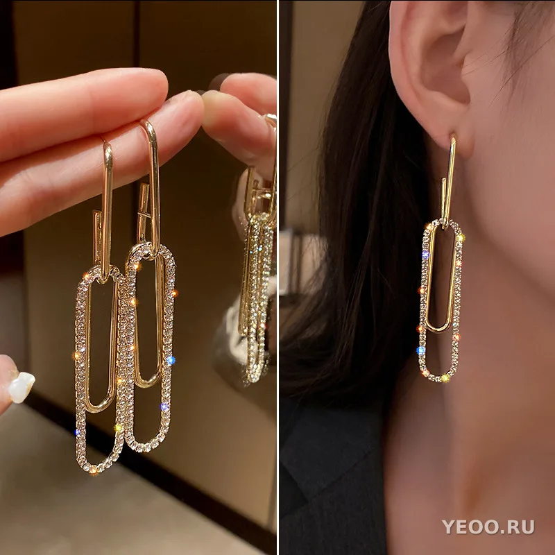 Серьги-кольца из сплава в европейско-американском стиле, геометрические, крупные