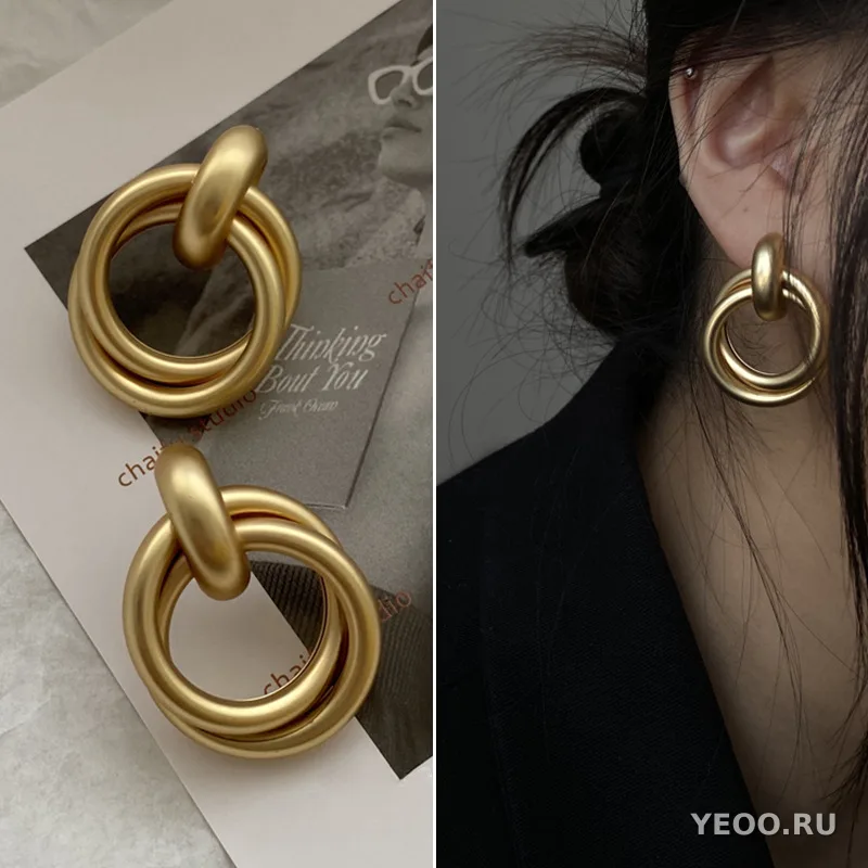 Серьги-кольца из сплава в европейско-американском стиле, геометрические, крупные