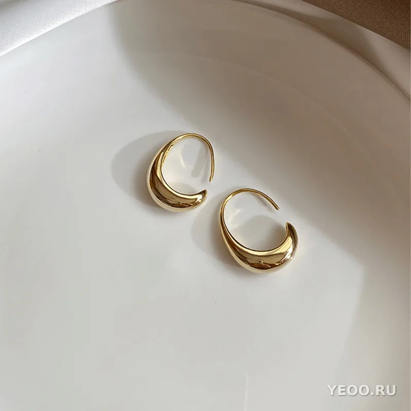 Серьги-кольца из сплава в европейско-американском стиле, геометрические, крупные