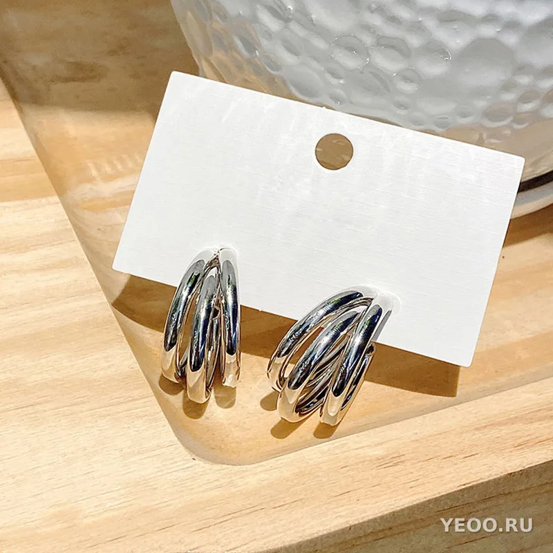 Серьги-кольца из сплава в европейско-американском стиле, геометрические, крупные