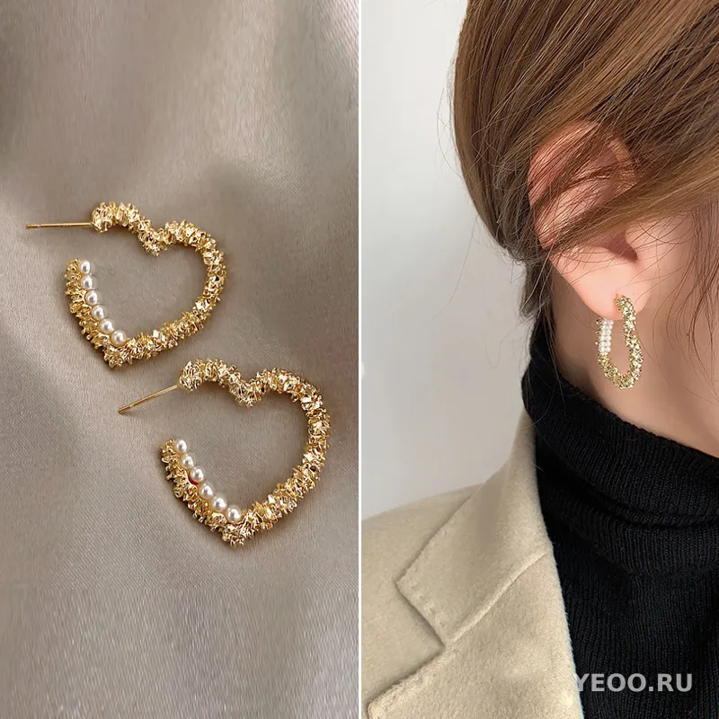 Серьги-кольца из сплава в европейско-американском стиле, геометрические, крупные