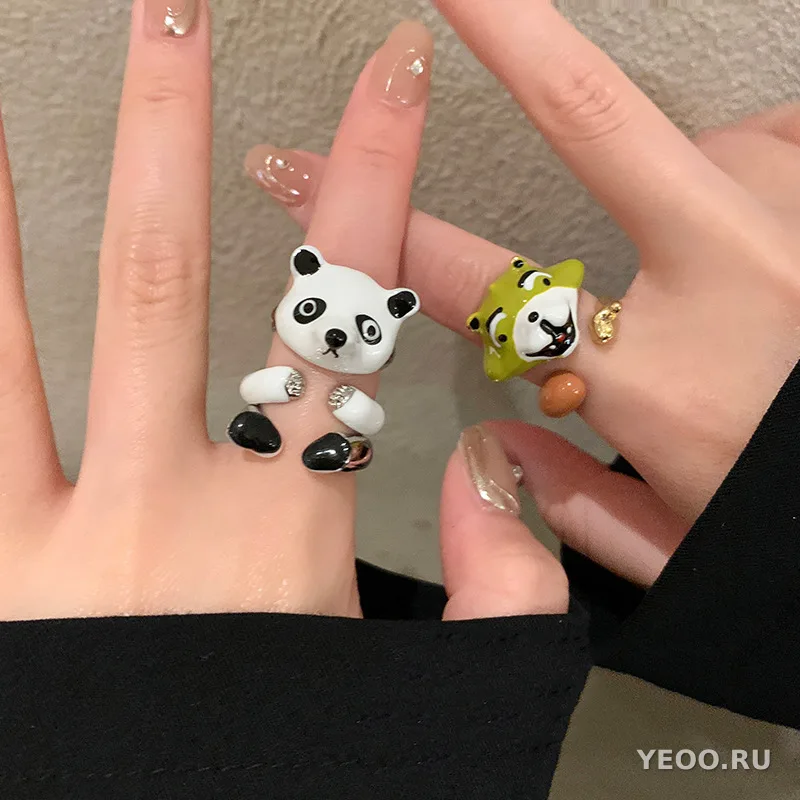Кольцо женское с кошачьим глазом и звездой, контрастные цвета, для указательного пальца