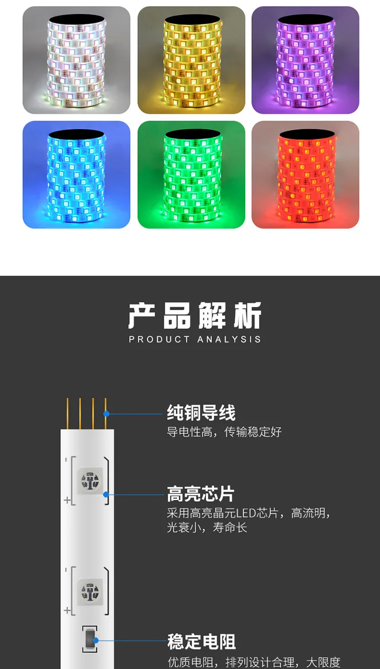 Светодиодная лента 2835/5050 RGB, 12 В, с пультом и адаптером, комплект