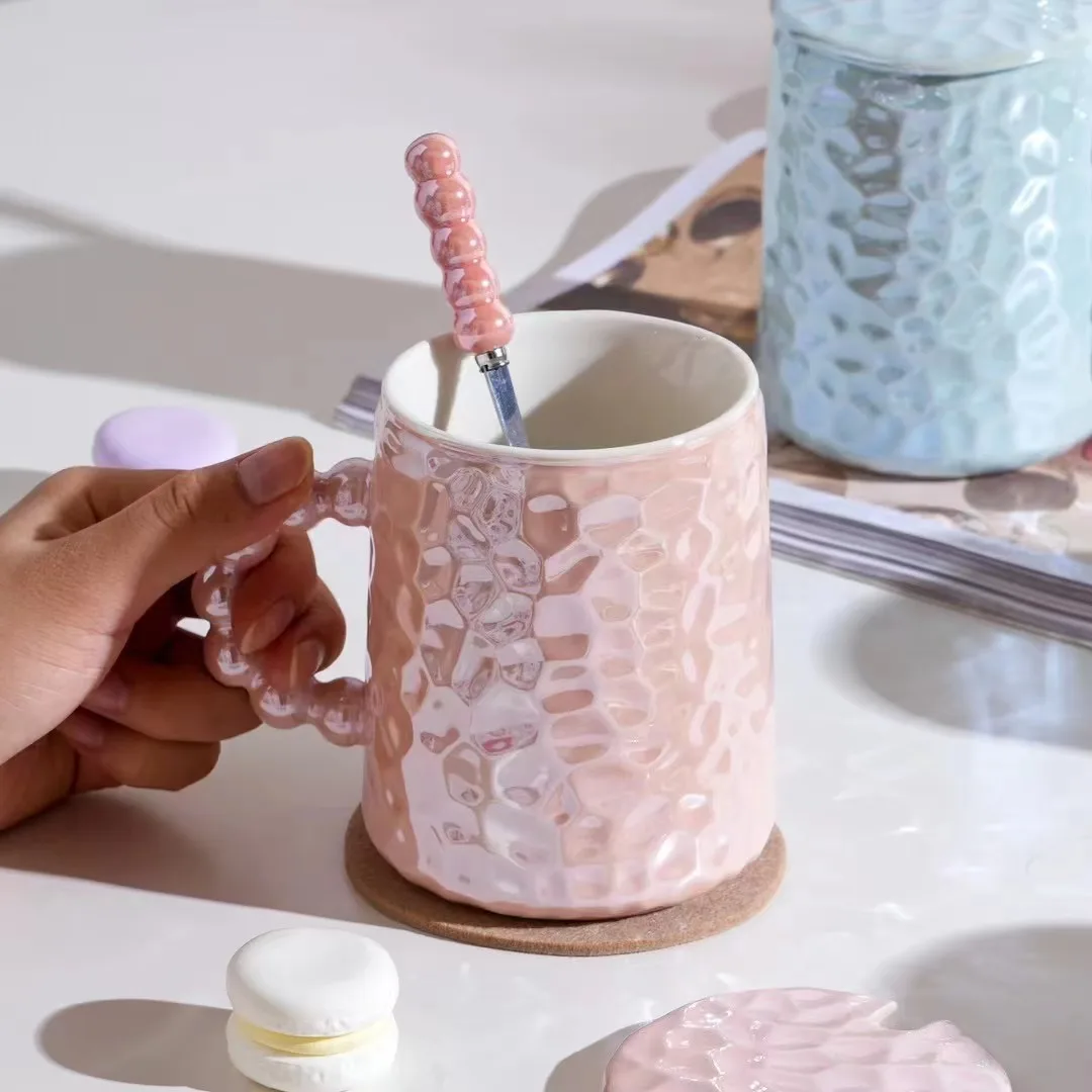 Керамическая кружка с жемчужным переливом, для чая и кофе, для пар