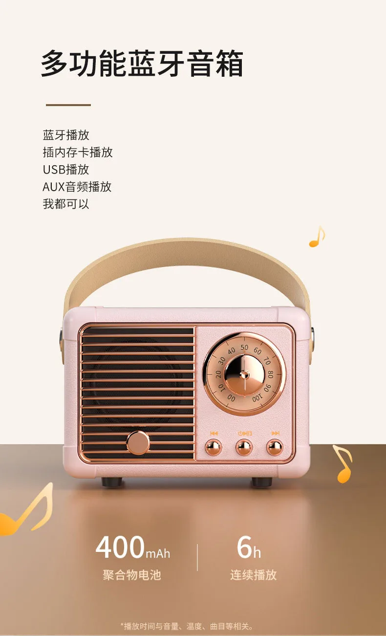 Ретро-колонка HM11 с Bluetooth, USB, TF-картой и FM-радио, мини