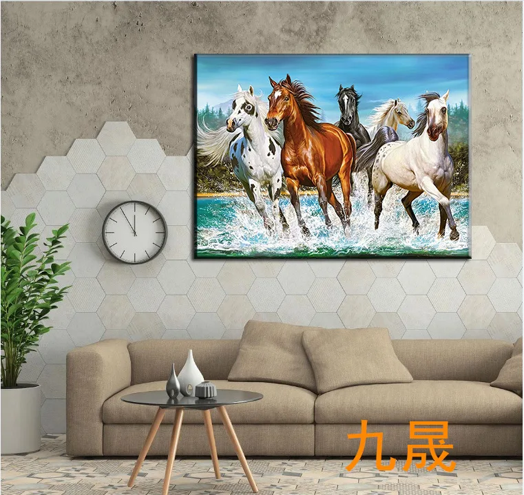 Картина с бегущими лошадьми, масляная живопись, 60×120 и 70×140 см