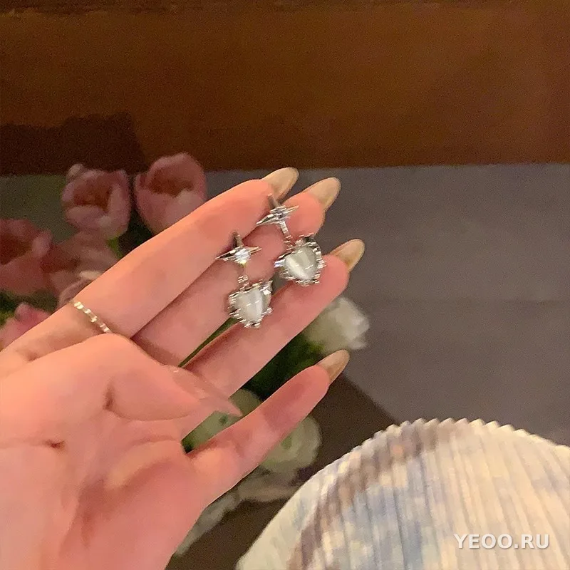 Сережки-гвоздики с жемчугом 925 пробы, сердечки/бант/геометрия, гальваническое покрытие