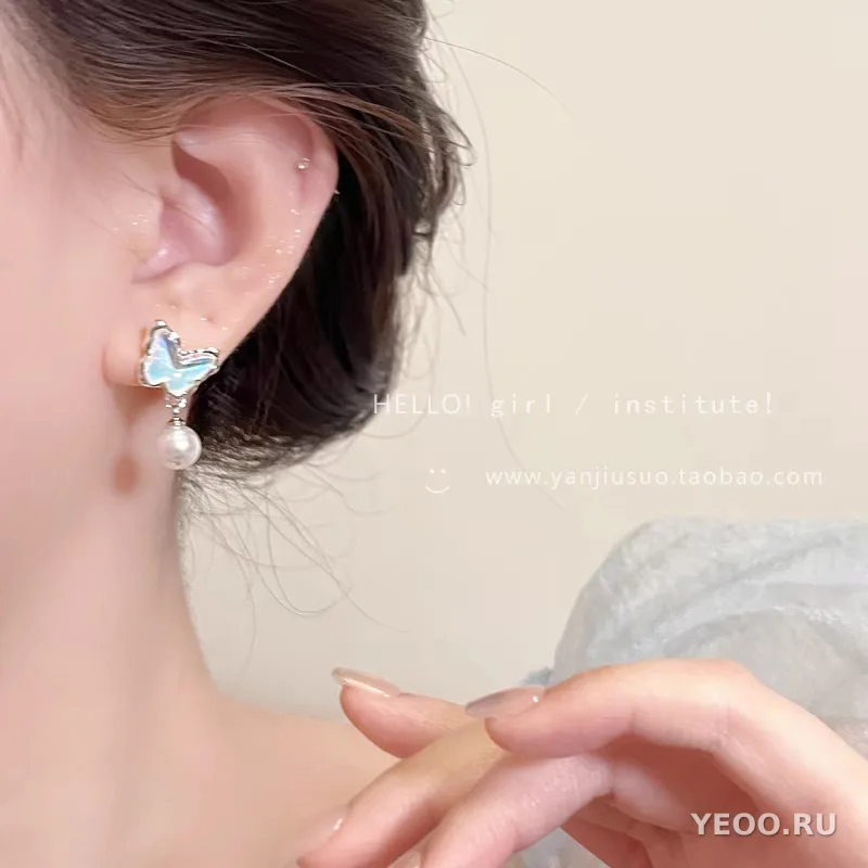 Сережки-гвоздики с жемчугом 925 пробы, сердечки/бант/геометрия, гальваническое покрытие