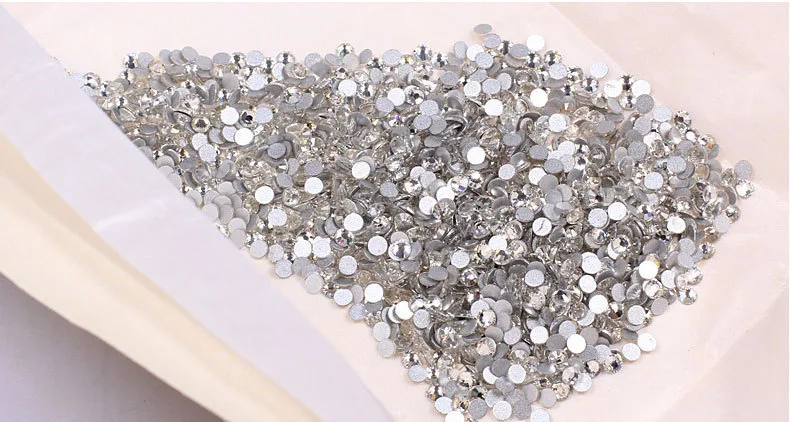 Стразы для ногтевого дизайна стеклянные плоские белые прозрачные