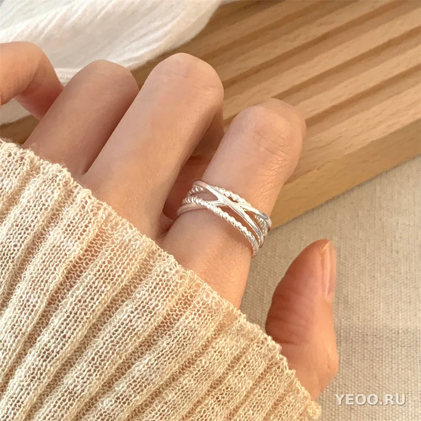 Серебряное кольцо 925 пробы, простой дизайн, без покрытия
