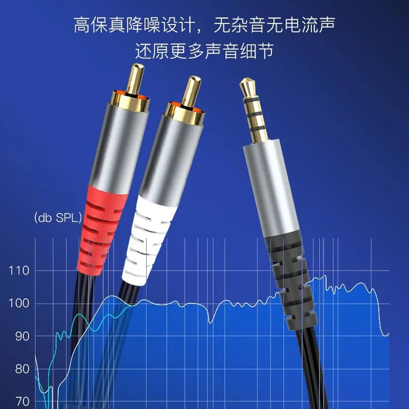 Аудиокабель 3,5 мм на два RCA, для колонок, компьютера и телефона