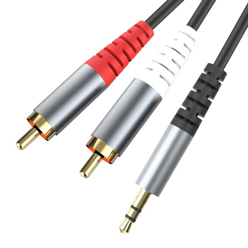 Аудиокабель 3,5 мм на два RCA, для колонок, компьютера и телефона