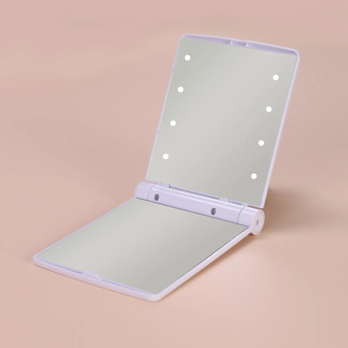 Складное двустороннее косметическое зеркало с LED-подсветкой, портативное
