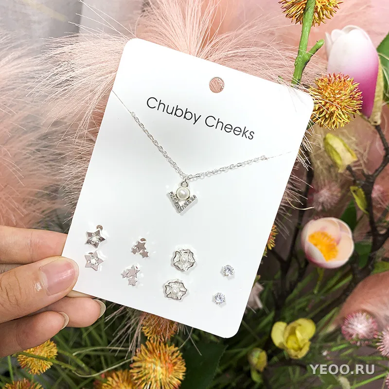 Комплект сережек-гвоздиков с жемчугом, 925 пробы, для женщин