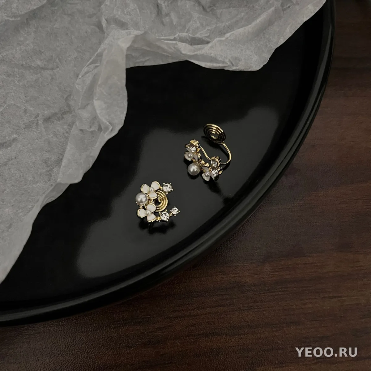 Серьги-клипсы без прокола с жемчугом, французский стиль, для женщин