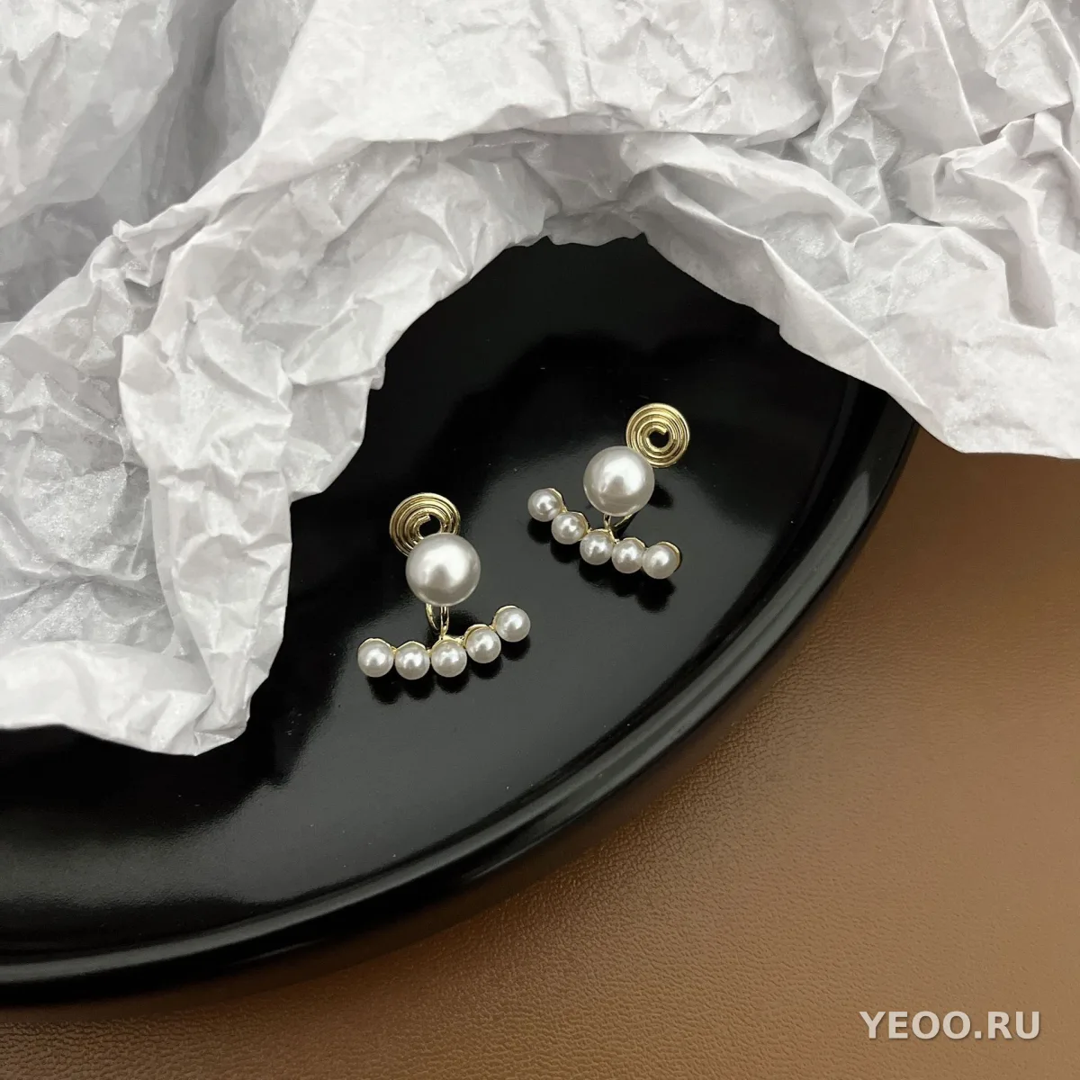 Серьги-клипсы без прокола с жемчугом, французский стиль, для женщин