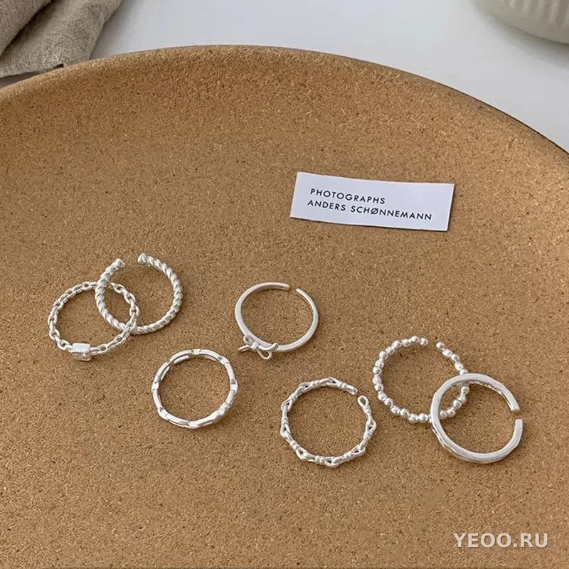 Кольцо из стерлингового серебра 925 пробы, регулируемое, без покрытия