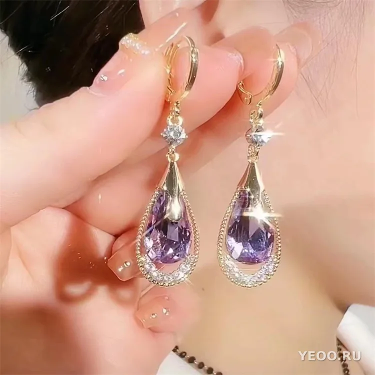 Серьги-гвоздики и подвески из серебра 925 пробы с кристаллами, длинные с кисточками, универсальные