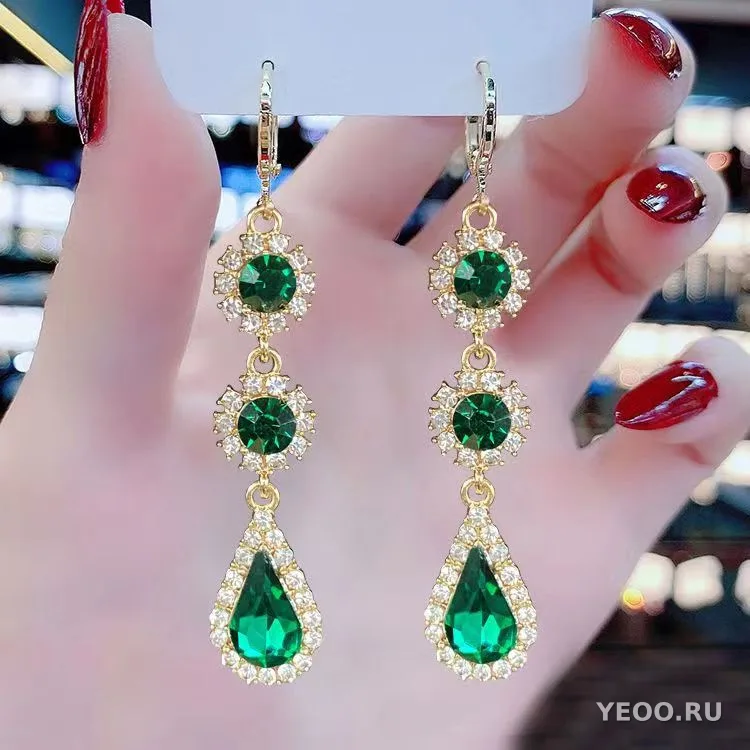 Серьги-гвоздики и подвески из серебра 925 пробы с кристаллами, длинные с кисточками, универсальные