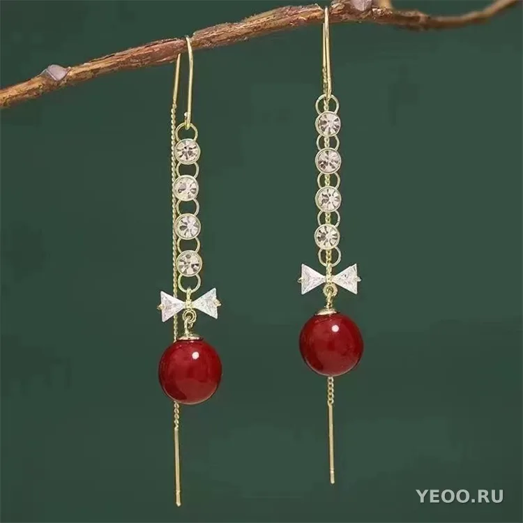 Серьги-гвоздики и подвески из серебра 925 пробы с кристаллами, длинные с кисточками, универсальные
