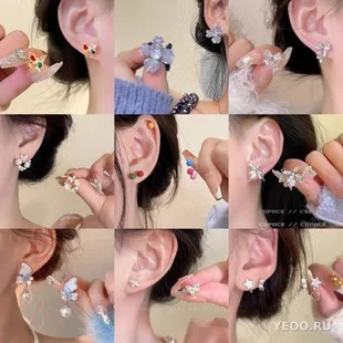 Серьги-гвоздики из серебра 925 пробы с жемчугом и цирконием, с кисточками