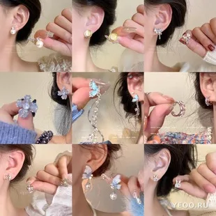 Серьги-гвоздики из серебра 925 пробы с жемчугом и цирконием, с кисточками
