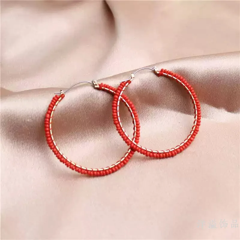Серьги-кольца из сплава с кристаллами, модные, крупные, минималистичные, в европейском стиле