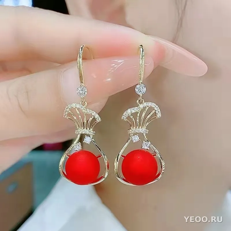 Серьги-гвоздики с бабочкой и жемчугом, в стиле кэнди-лес