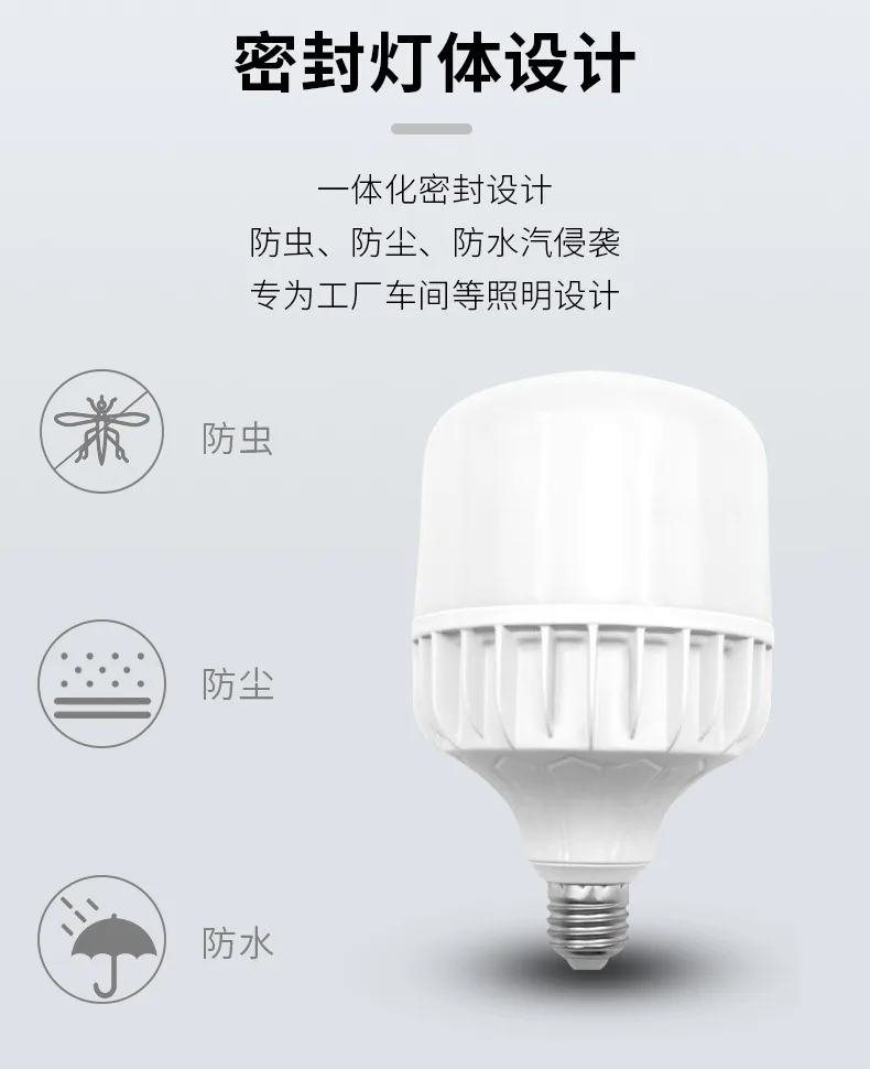 LED-лампа-шар из литого алюминия, 20–80 Вт, для промышленного освещения