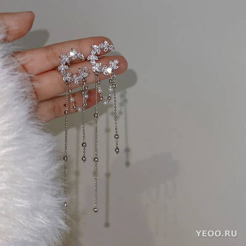 Серьги-клипсы со звёздами и луной со стразами, серебристые, без прокола