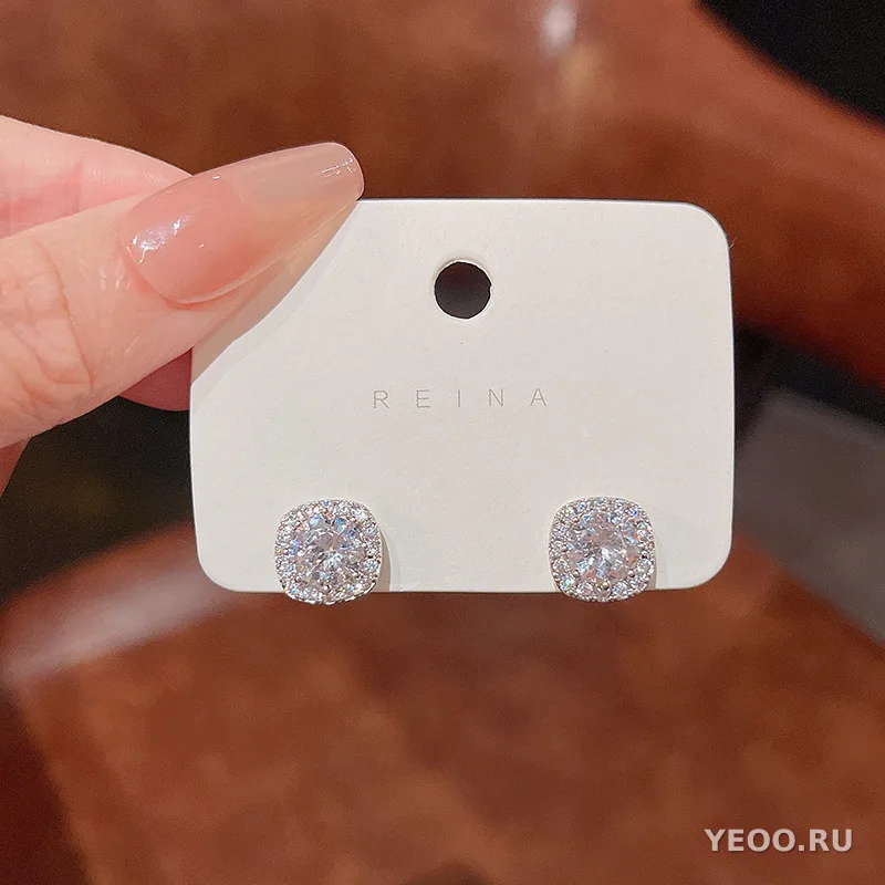 Серьги-гвоздики из серебра 925 пробы с цирконием и жемчугом, бабочка